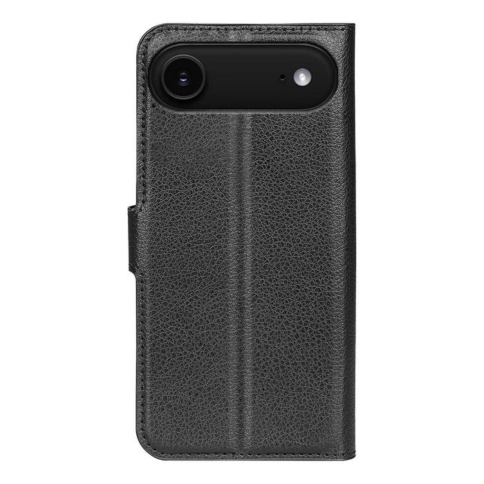 For iPhone Air Case Litchi Texture Shockproof Leather Wallet Phone Cover - Black - 3