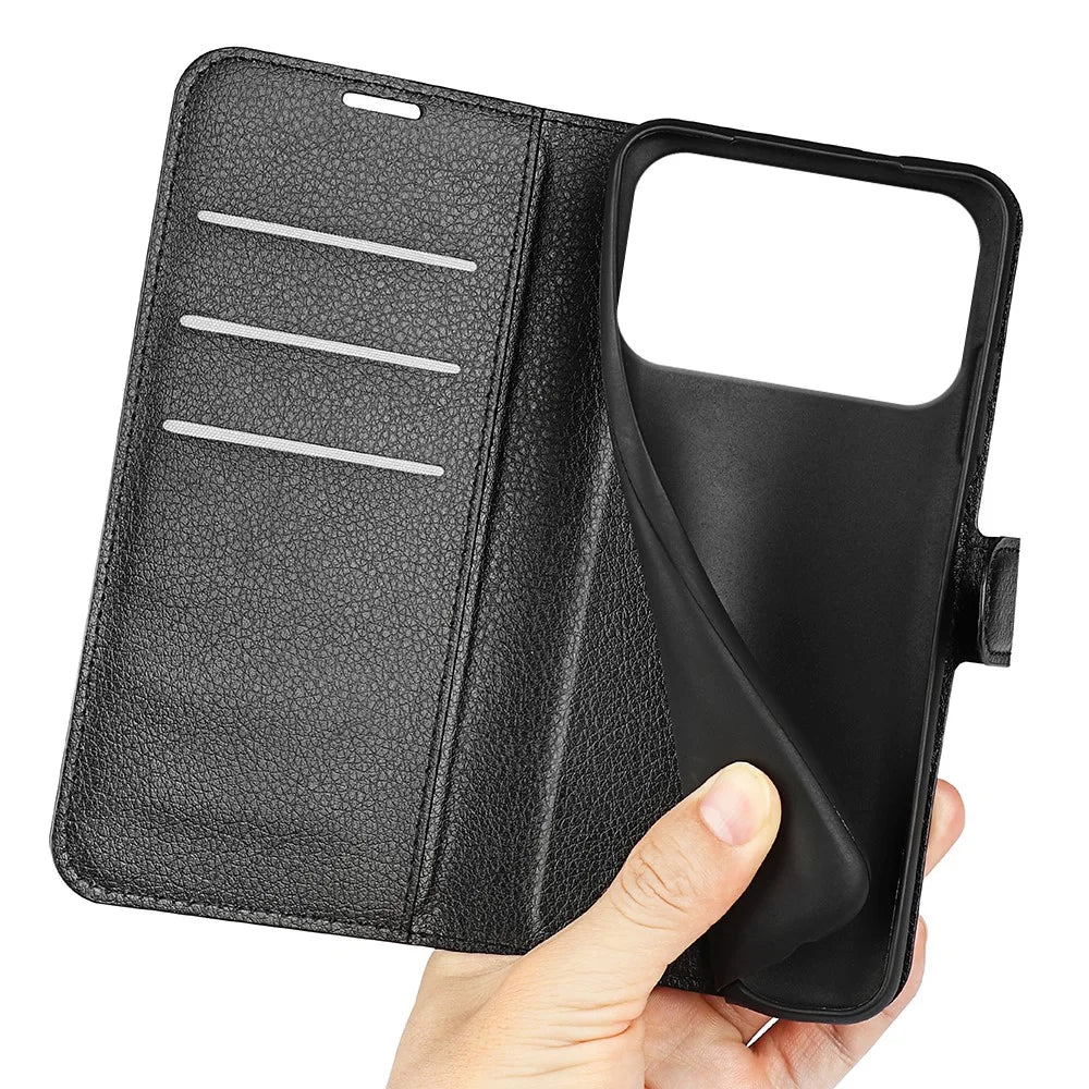 For iPhone 18 Pro Max / 17 Pro Max Case Litchi Texture Shockproof Leather Wallet Phone Cover - Black - 4