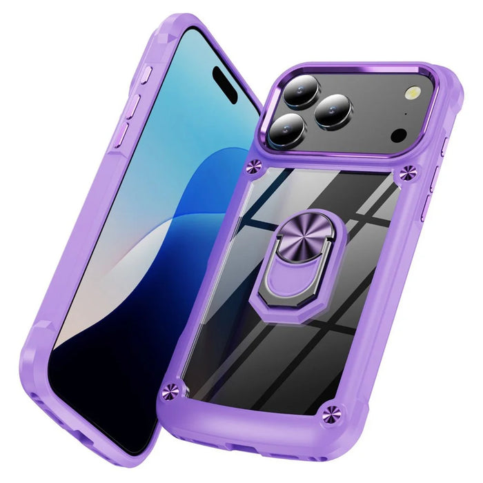 For iPhone 18 Pro / 17 Pro Case Alloy Lens Frame PC + TPU Kickstand Phone Back Cover - Purple - 2