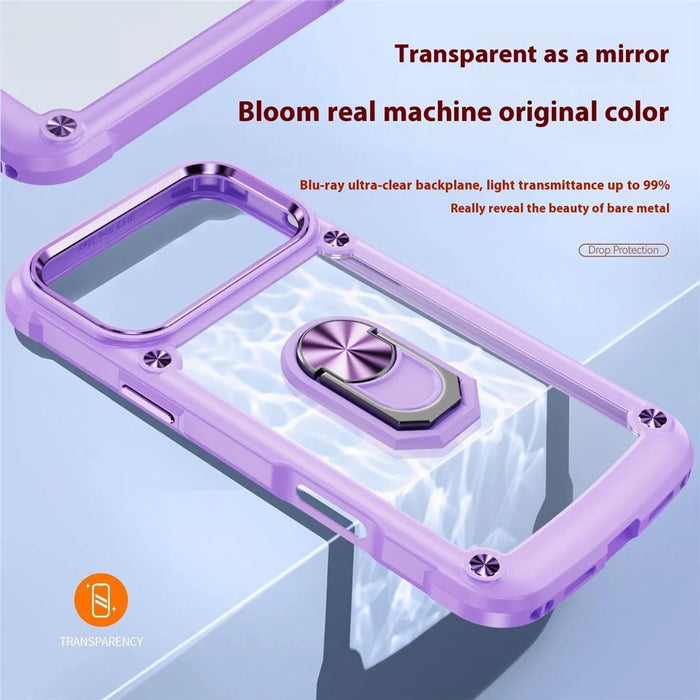 For iPhone 18 Pro / 17 Pro Case Alloy Lens Frame PC + TPU Kickstand Phone Back Cover - Purple - 3