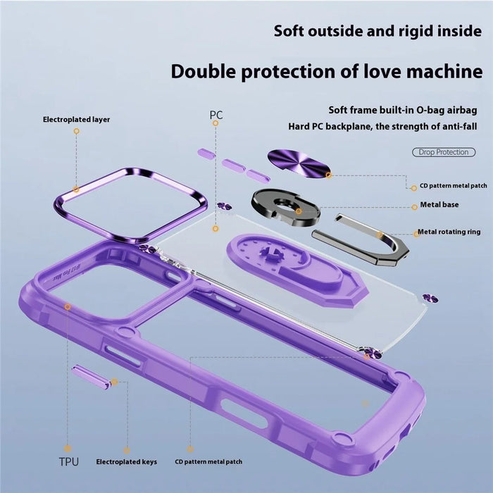 For iPhone 18 Pro / 17 Pro Case Alloy Lens Frame PC + TPU Kickstand Phone Back Cover - Purple - 4