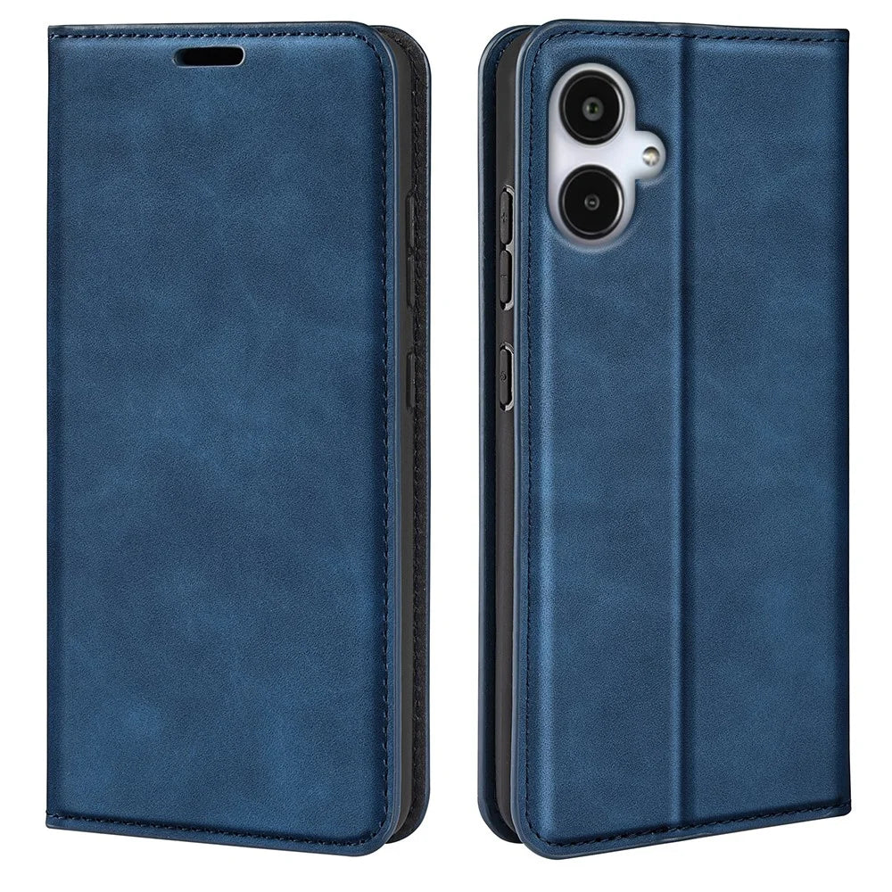For Samsung Galaxy A25 5G (Global) (161.0 x 76.5 x 8.3mm) Case Skin Touch Leather Wallet Phone Cover - Blue - 1
