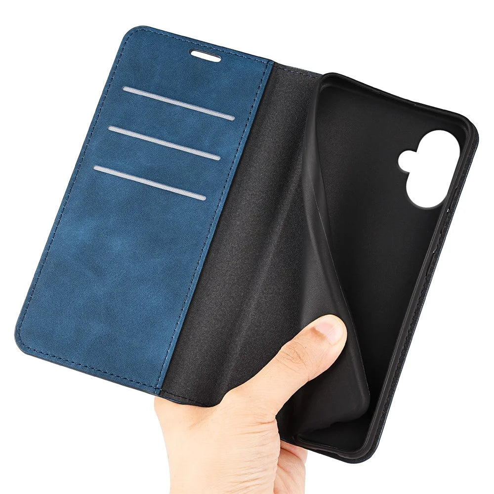 For Samsung Galaxy A25 5G (Global) (161.0 x 76.5 x 8.3mm) Case Skin Touch Leather Wallet Phone Cover - Blue - 4