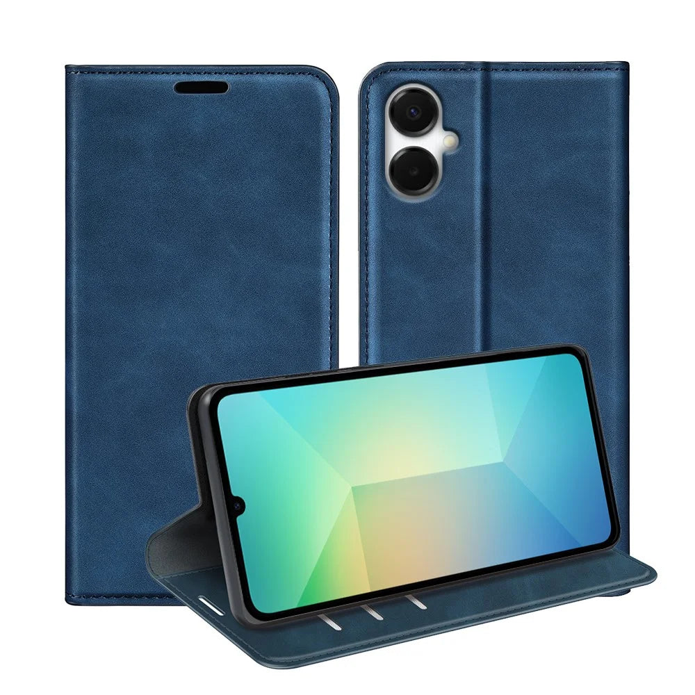 For Samsung Galaxy A06 5G Case Skin Touch Leather Wallet Phone Cover - Blue - 1