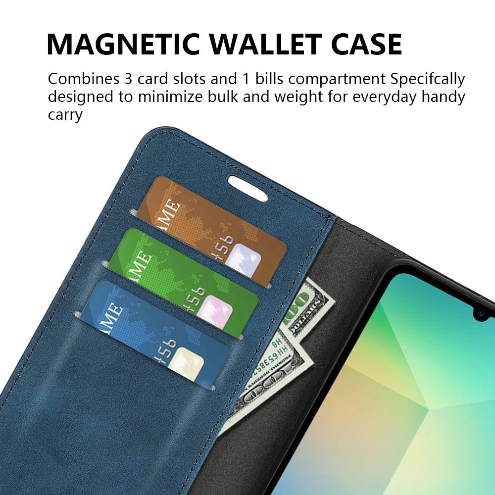 For Samsung Galaxy A06 5G Case Skin Touch Leather Wallet Phone Cover - Blue - 2