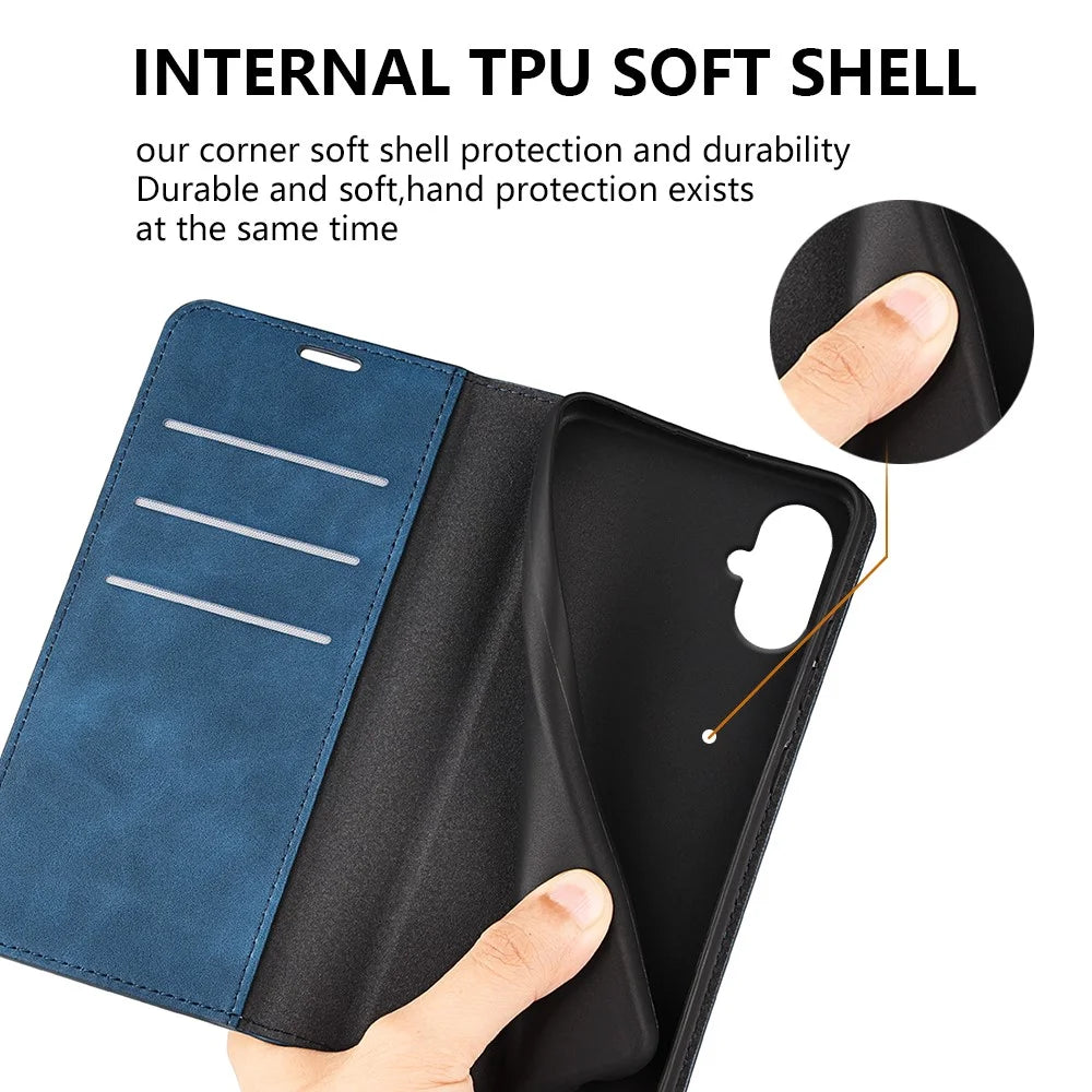 For Samsung Galaxy A06 5G Case Skin Touch Leather Wallet Phone Cover - Blue - 4