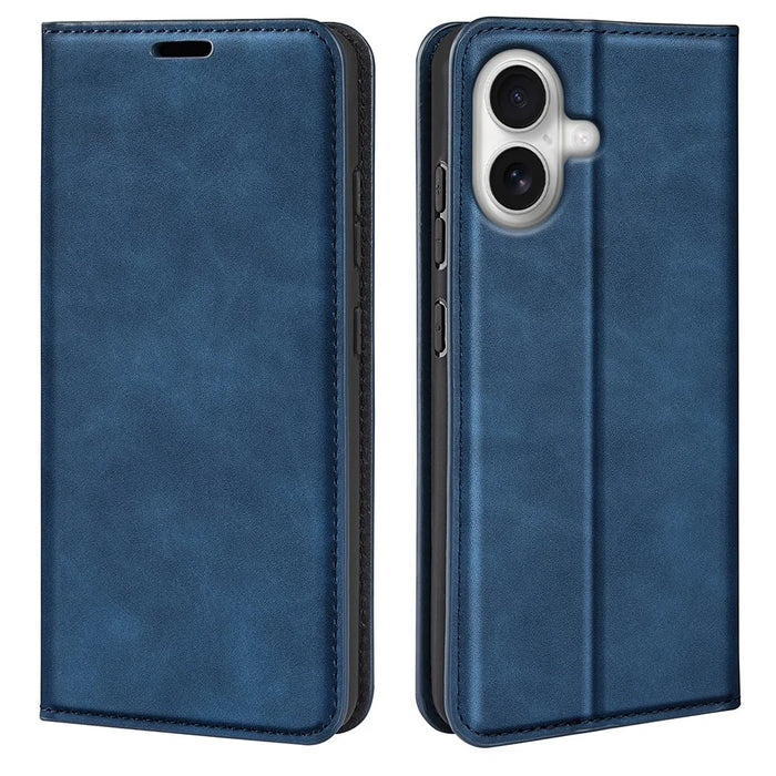For iPhone 17 Case Skin Touch Leather Wallet Phone Cover - Blue - 1