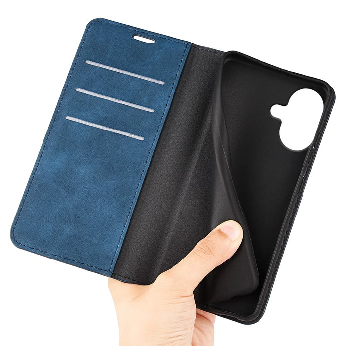 For iPhone 17 Case Skin Touch Leather Wallet Phone Cover - Blue - 4