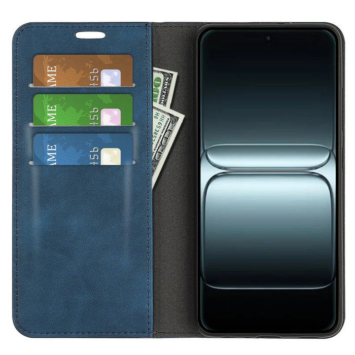 For OnePlus 13T 5G Case Skin Touch Leather Wallet Phone Cover - Blue - 5
