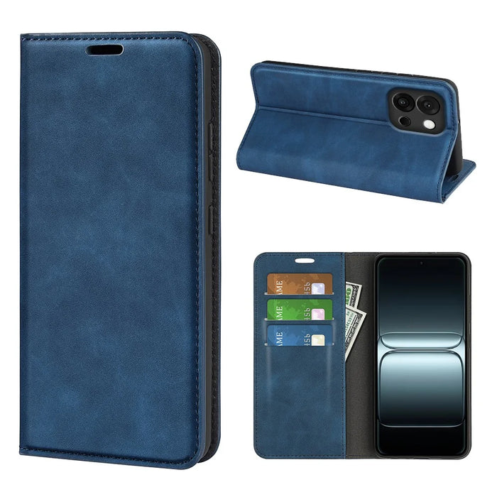 For OnePlus 13T 5G Case Skin Touch Leather Wallet Phone Cover - Blue - 6