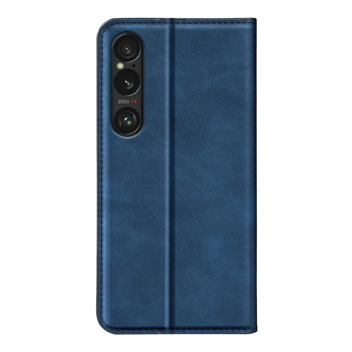 For Sony Xperia 1 VII Case Skin Touch Leather Wallet Phone Cover - Blue - 3