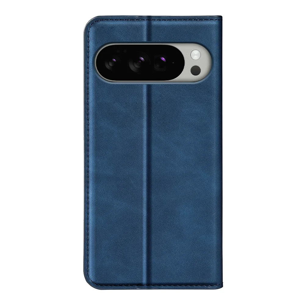 For Google Pixel 10 Pro XL Case Skin Touch Leather Wallet Phone Cover - Blue - 3