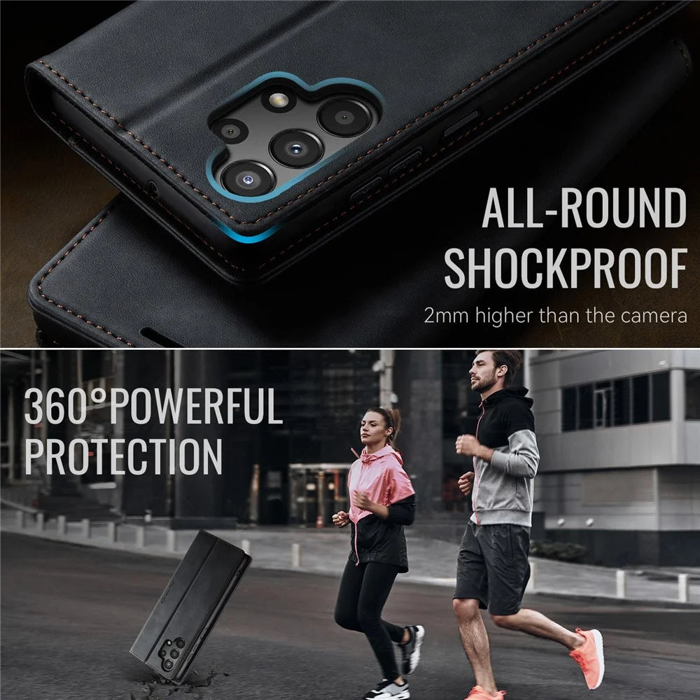CASEME For Samsung Galaxy M13 5G / A13 4G / A04 4G (164.4mm) / A04s 4G (164.7mm) / A13 5G Case  033 Series RFID Blocking Wallet Leather Phone Cover - Black - 6