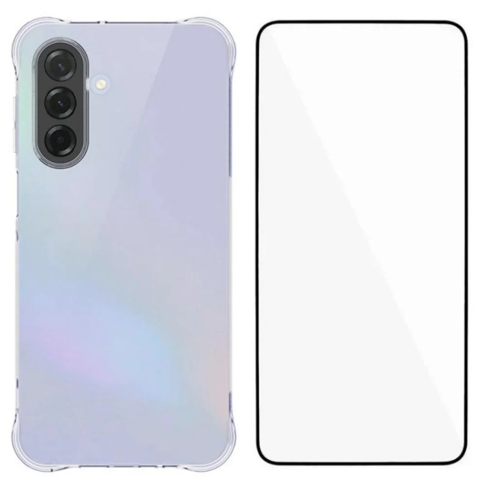 WANLONFENG For Samsung Galaxy A17 5G / A17 4G Case  WL Series 2.0mm TPU Phone Cover with Tempered Glass Film - Transparent - 1