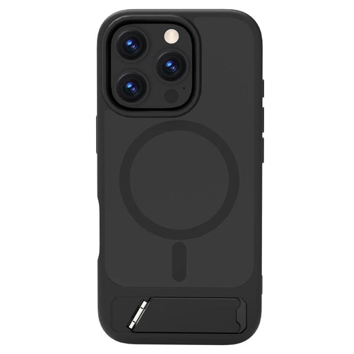 LEREACH Le-Chic Series For iPhone 16 Pro Case Compatible with MagSafe Kickstand TPU + PC Phone Cover - Black - 1