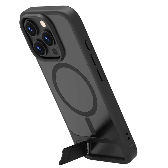 LEREACH Le-Chic Series For iPhone 16 Pro Case Compatible with MagSafe Kickstand TPU + PC Phone Cover - Black - 3