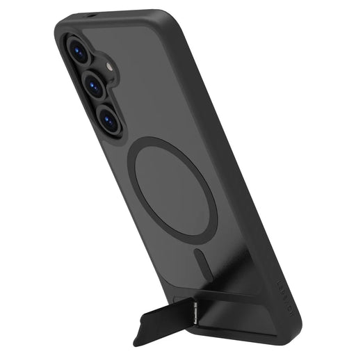 LEREACH Le-Chic Series For Samsung Galaxy S25+ / S24+ Magnetic Case Kickstand TPU + PC Phone Cover - Black - 2