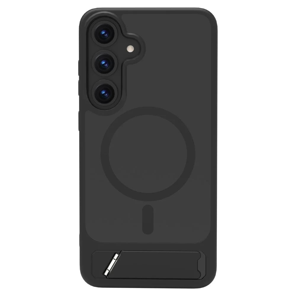 LEREACH Le-Chic Series For Samsung Galaxy S25+ / S24+ Magnetic Case Kickstand TPU + PC Phone Cover - Black - 4