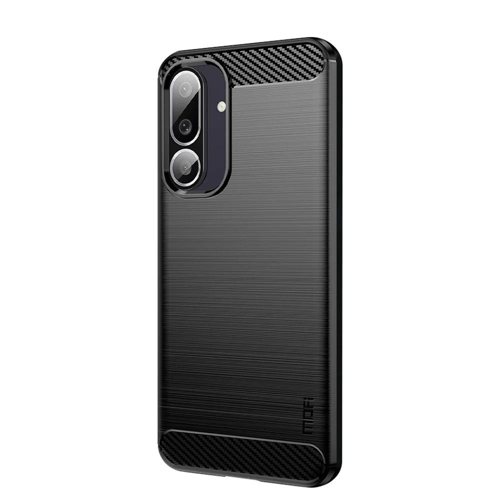 MOFI For Samsung Galaxy M56 5G Back Cover  Brushed Texture Carbon Fiber Soft TPU Case - Black - 1