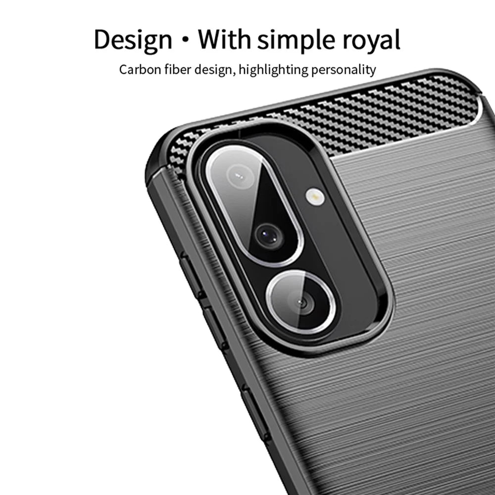 MOFI For Samsung Galaxy M56 5G Back Cover  Brushed Texture Carbon Fiber Soft TPU Case - Black - 2