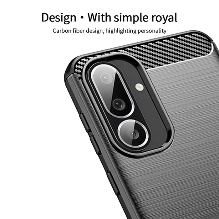 MOFI For Samsung Galaxy M56 5G Back Cover  Brushed Texture Carbon Fiber Soft TPU Case - Black - 2