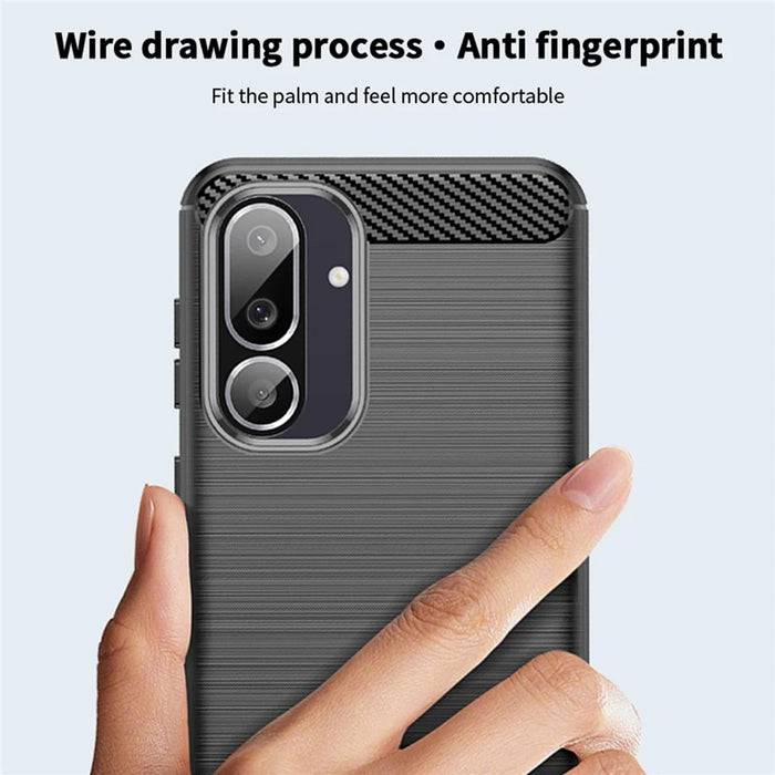 MOFI For Samsung Galaxy M56 5G Back Cover  Brushed Texture Carbon Fiber Soft TPU Case - Black - 4