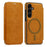 For Samsung Galaxy S24 Magnetic Case RFID Blocking Card Holder Leather Phone Cover - Brown - 1