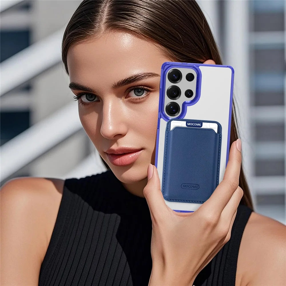 For Samsung Galaxy S25 Ultra Magnetic Case TPU + PC Phone Cover with Card Bag - Sapphire - 7