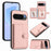 For Google Pixel 10 Pro / Google Pixel 10 Case RFID Blocking Card Holder Kickstand TPU + PU Leather Phone Back Cover - Rose Gold - 1