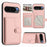 For Google Pixel 10 Pro / Google Pixel 10 Case RFID Blocking Card Holder Kickstand TPU + PU Leather Phone Back Cover - Rose Gold - 3