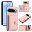 For Google Pixel 9 Pro Case RFID Blocking Card Holder Kickstand TPU + PU Leather Phone Back Cover - Rose Gold - 1