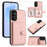 For Samsung Galaxy A55 5G Case RFID Blocking Card Holder Kickstand TPU + PU Leather Phone Back Cover - Rose Gold - 1