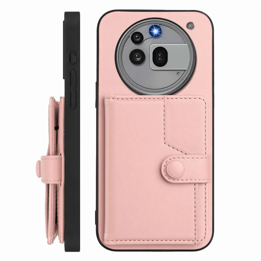 For Nothing Phone (3a) Pro Case RFID Blocking Card Holder Kickstand TPU + PU Leather Phone Back Cover - Rose Gold - 2