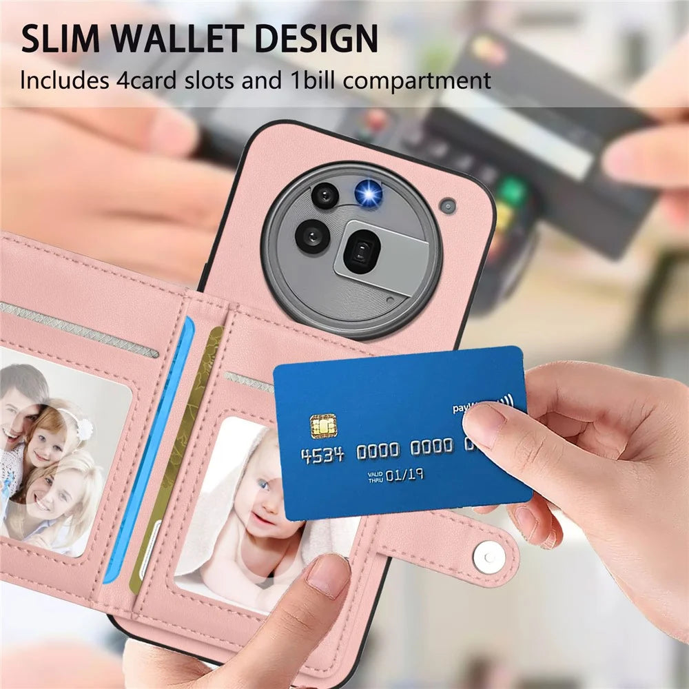 For Nothing Phone (3a) Pro Case RFID Blocking Card Holder Kickstand TPU + PU Leather Phone Back Cover - Rose Gold - 6