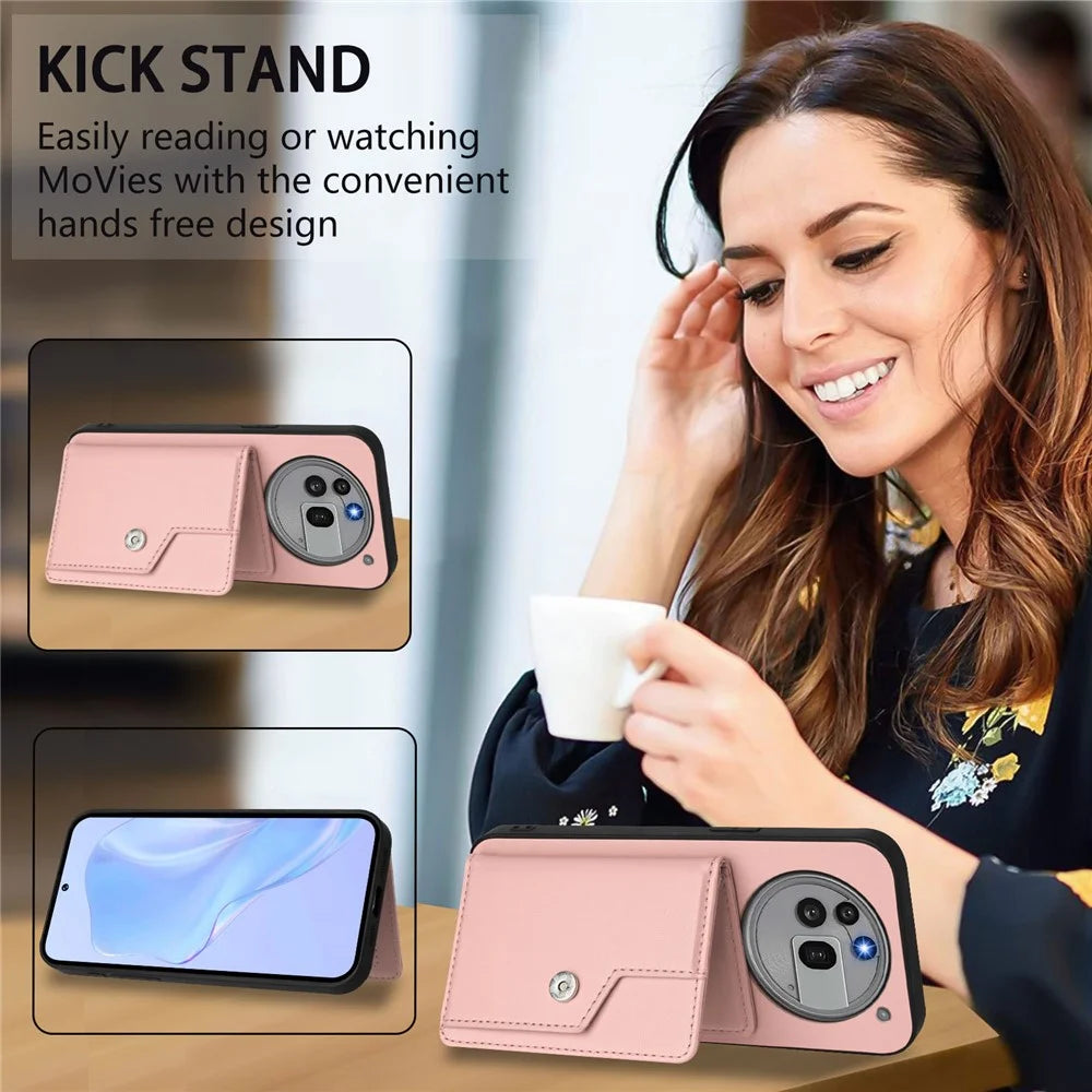 For Nothing Phone (3a) Pro Case RFID Blocking Card Holder Kickstand TPU + PU Leather Phone Back Cover - Rose Gold - 7