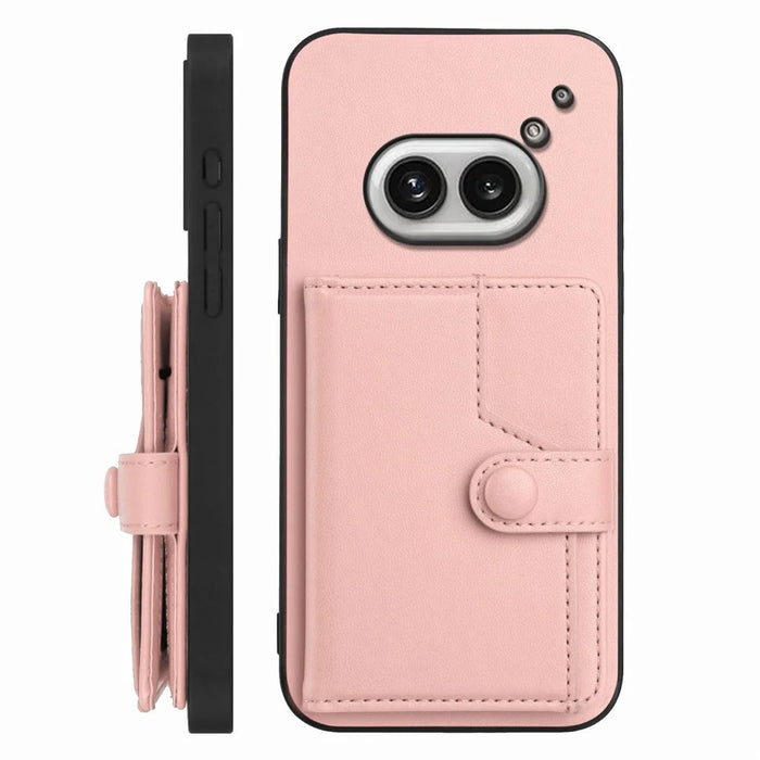 For Nothing Phone (2a) Case RFID Blocking Card Holder Kickstand TPU + PU Leather Phone Back Cover - Rose Gold - 2