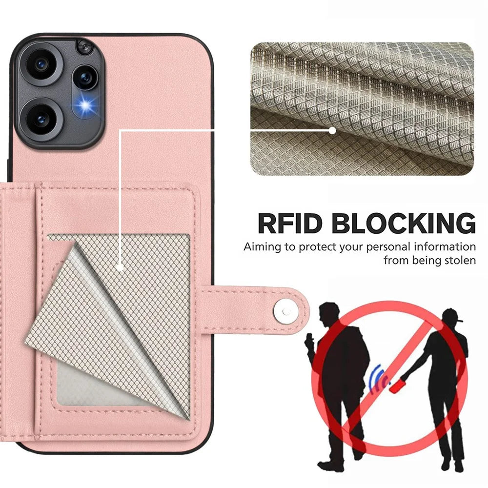 For Nothing CMF Phone 2 Pro Case RFID Blocking Card Holder Kickstand TPU + PU Leather Phone Back Cover - Rose Gold - 4