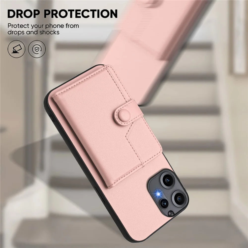 For Nothing CMF Phone 2 Pro Case RFID Blocking Card Holder Kickstand TPU + PU Leather Phone Back Cover - Rose Gold - 5