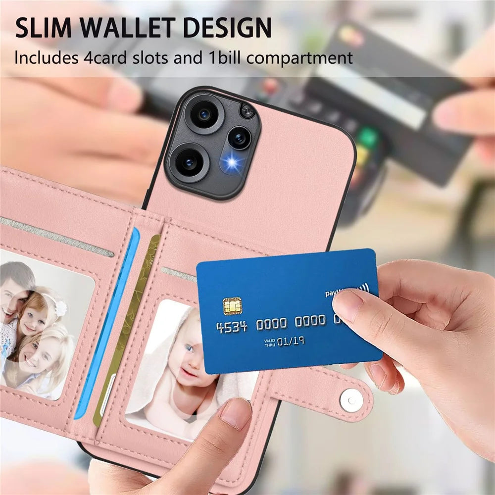 For Nothing CMF Phone 2 Pro Case RFID Blocking Card Holder Kickstand TPU + PU Leather Phone Back Cover - Rose Gold - 6