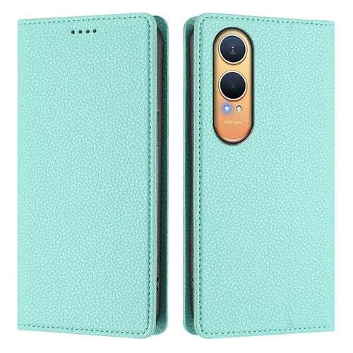 For OnePlus Nord CE4 Lite 5G Wallet Case RFID Blocking Litchi Texture Leather Mobile Cover - Mint Green - 1
