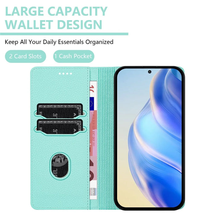 For Nothing CMF Phone 2 Pro Wallet Case RFID Blocking Litchi Texture Leather Mobile Cover - Mint Green - 6