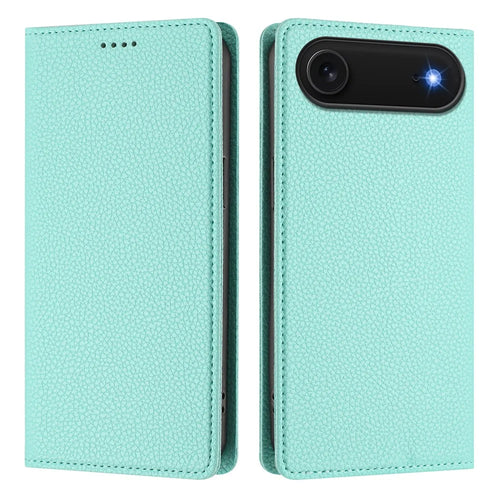 For iPhone Air Wallet Case RFID Blocking Litchi Texture Leather Mobile Cover - Mint Green - 1