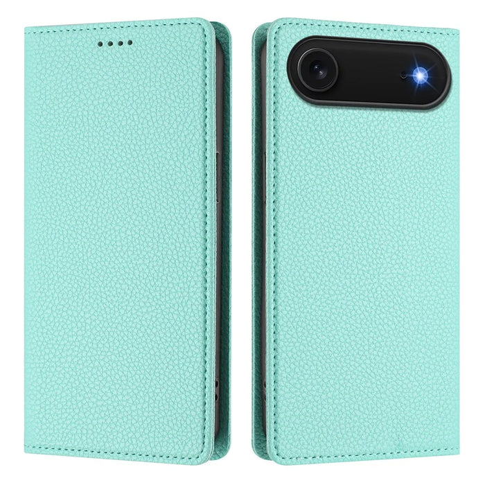 For iPhone Air Wallet Case RFID Blocking Litchi Texture Leather Mobile Cover - Mint Green - 1