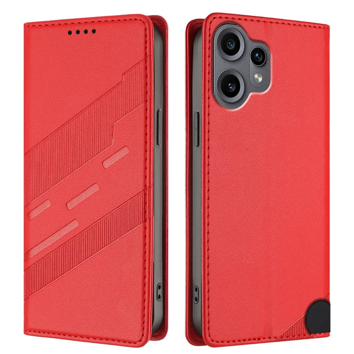 For Nothing CMF Phone 2 Pro Phone Cases Punk Style Imprinted Wallet Stand Leather Cover - Red - 1