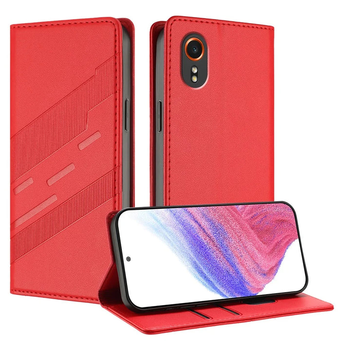 For Samsung Galaxy Xcover7 Phone Cases Punk Style Imprinted Wallet Stand Leather Cover - Red - 4