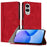 For Samsung Galaxy S25 Edge Leather Case Triangle Patchwork Wallet Stand Shockproof Phone Cover - Red - 1