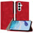 For Samsung Galaxy A26 5G Leather Case Triangle Patchwork Wallet Stand Shockproof Phone Cover - Red - 1