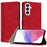 For Samsung Galaxy A25 5G (Global) (161.0 x 76.5 x 8.3mm) Leather Case Triangle Patchwork Wallet Stand Shockproof Phone Cover - Red - 1