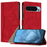 For Google Pixel 9 Leather Case Triangle Patchwork Wallet Stand Shockproof Phone Cover - Red - 1