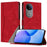 For vivo V50 5G Leather Case Triangle Patchwork Wallet Stand Shockproof Phone Cover - Red - 1